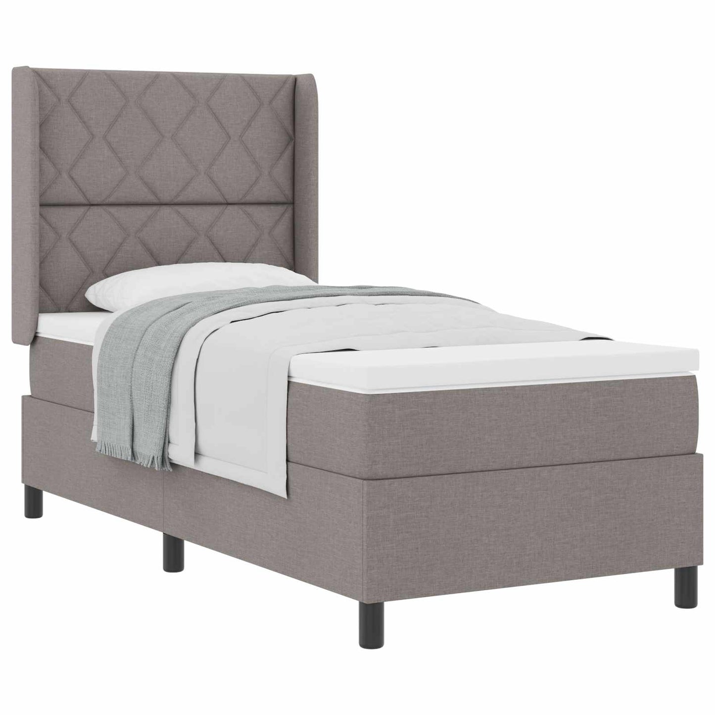 Box spring seng med pude Gråbrun 200 x 90 cm Stof