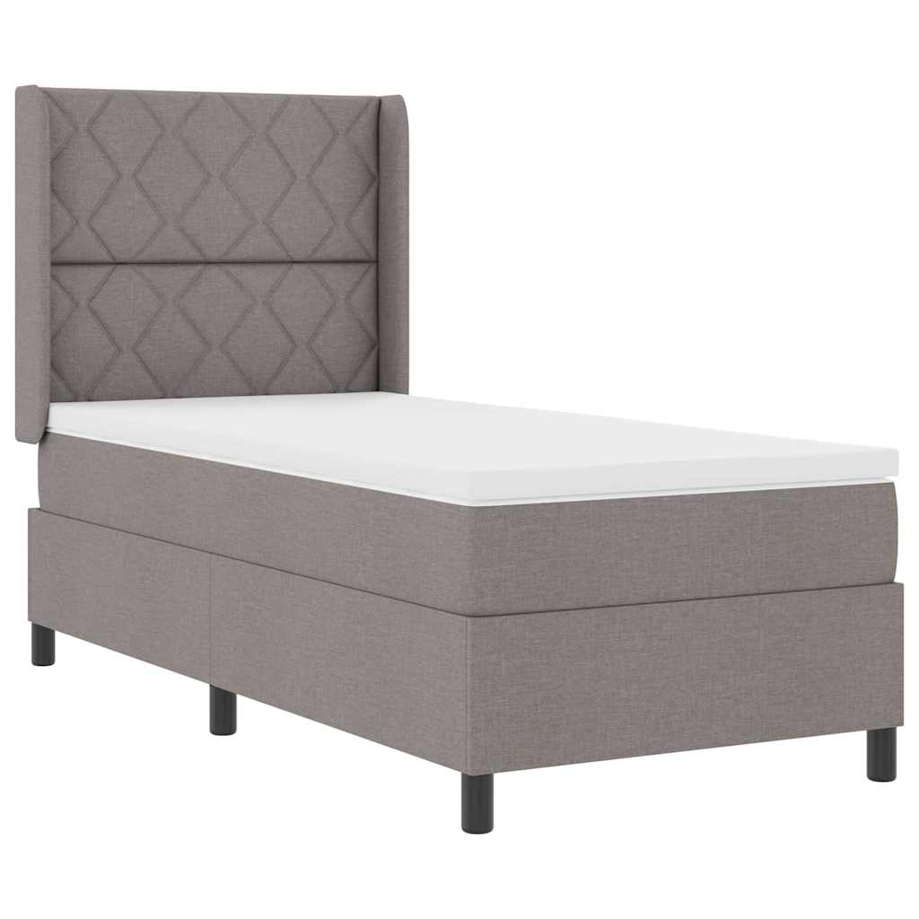 Box spring seng med pude Gråbrun 200 x 90 cm Stof