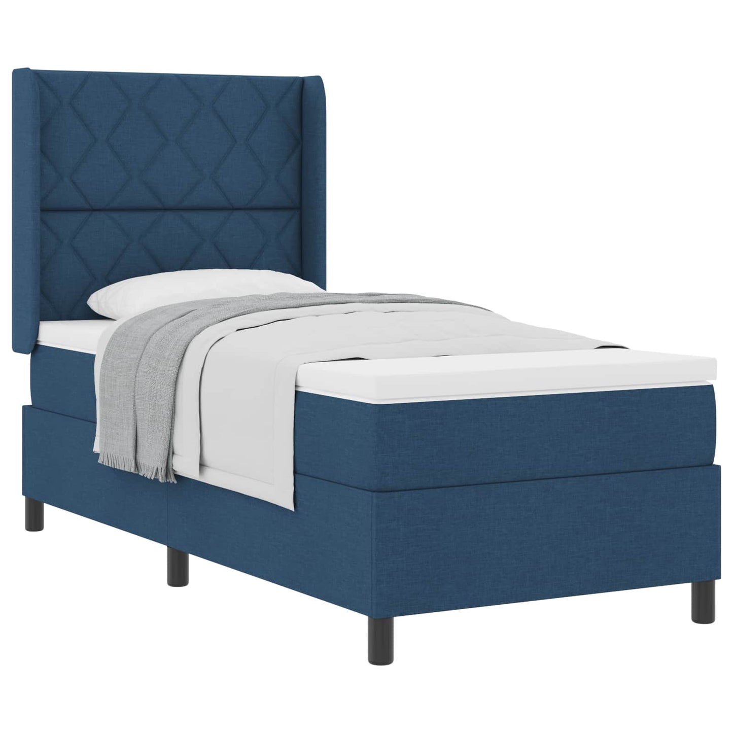 Box spring seng med pude med hovedgærde Blå 200 x 90 cm Stof