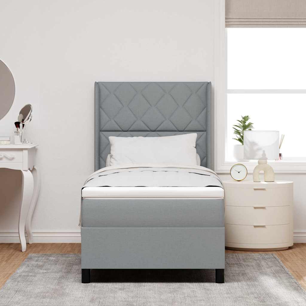 Box spring seng med pude Lysegrå 200 x 100 cm Stof