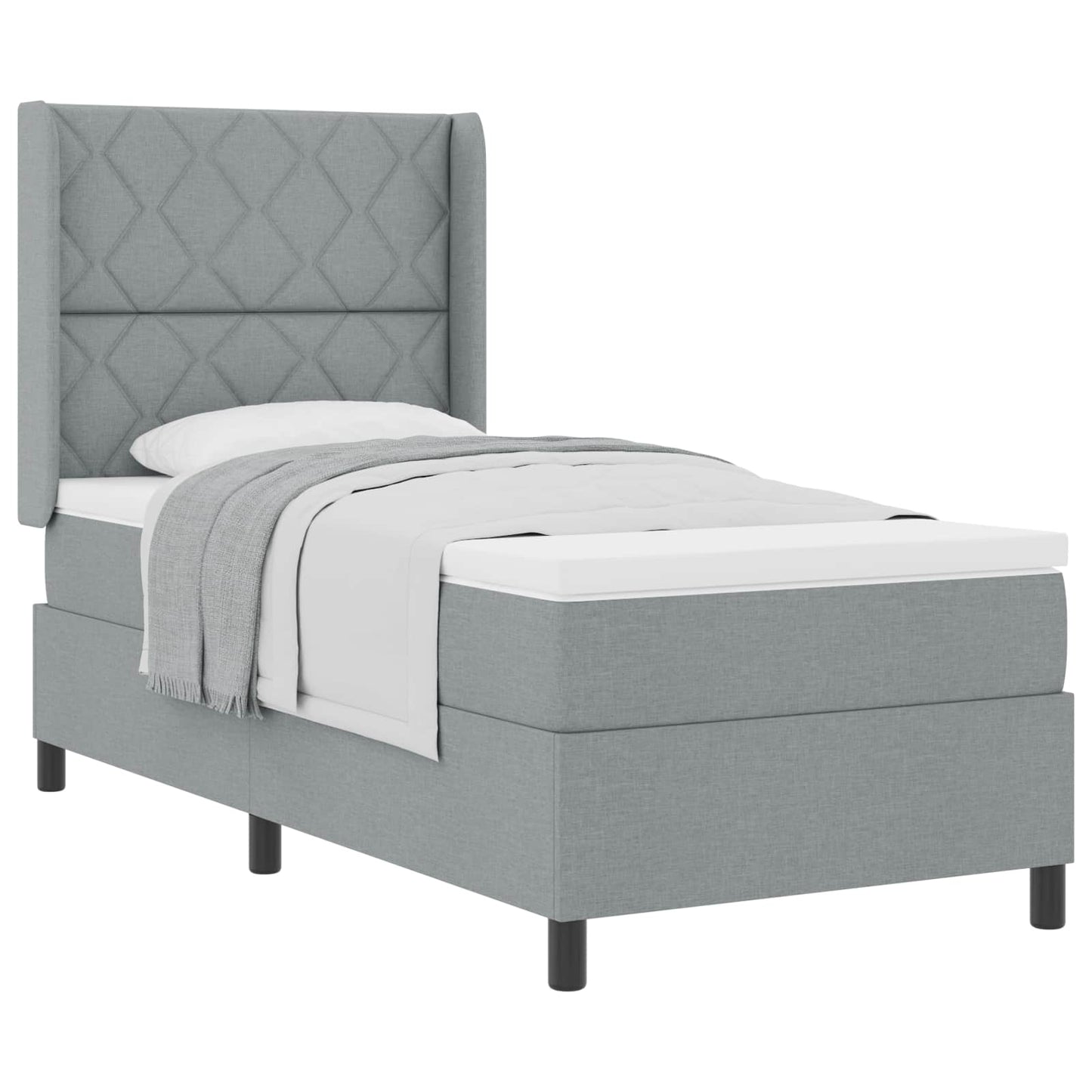 Box spring seng med pude Lysegrå 200 x 100 cm Stof