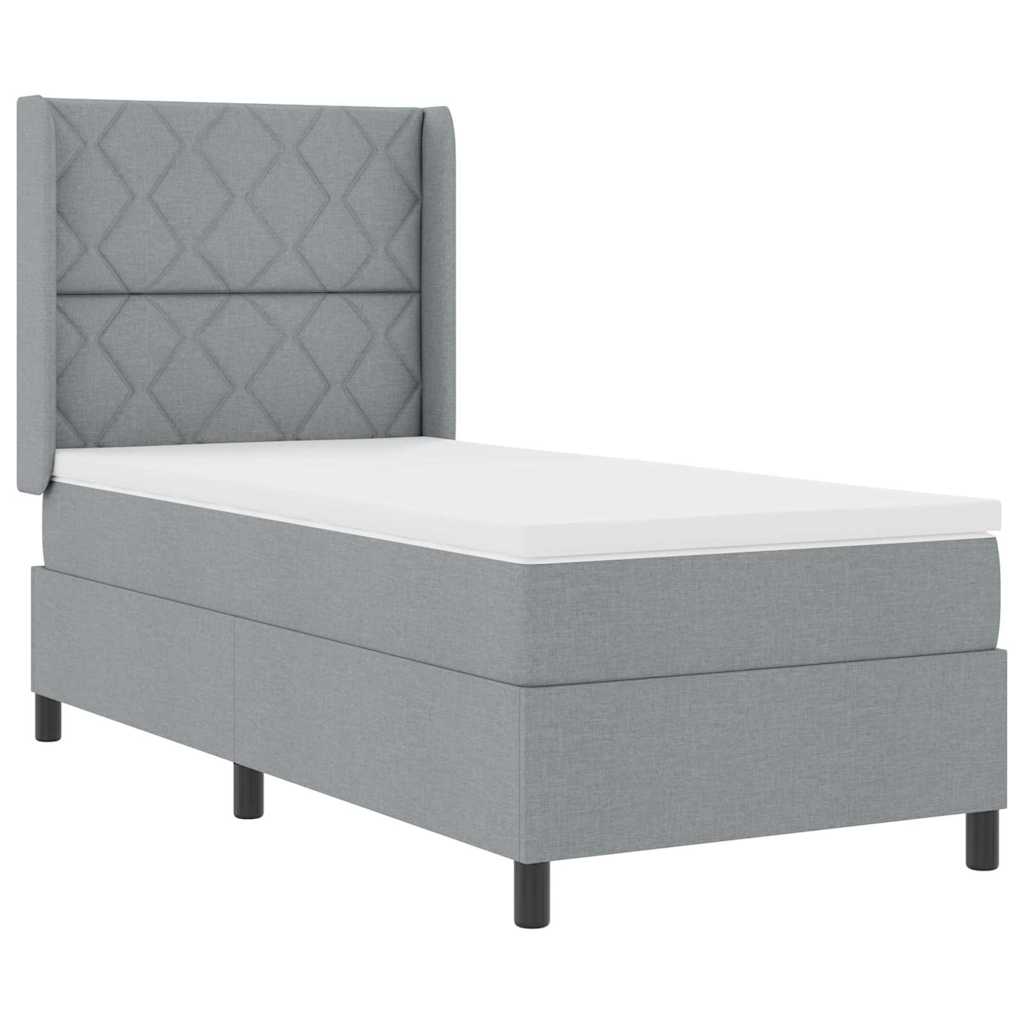 Box spring seng med pude Lysegrå 200 x 100 cm Stof