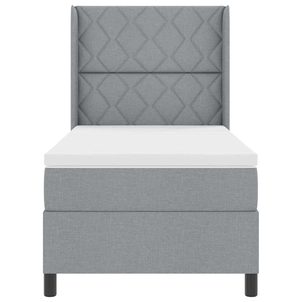 Box spring seng med pude Lysegrå 200 x 100 cm Stof