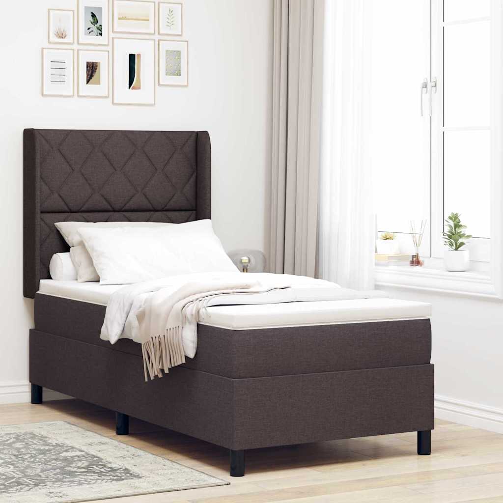 Box spring seng med pude Mørk Brun 200 x 100 cm Stof