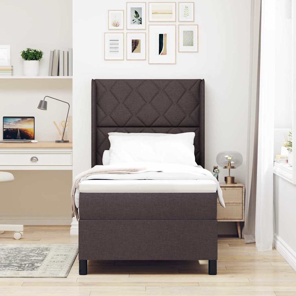 Box spring seng med pude Mørk Brun 200 x 100 cm Stof