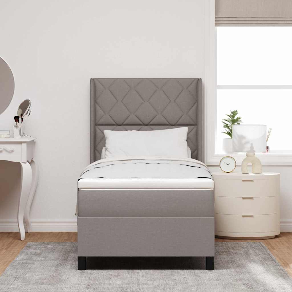 Box spring seng med pude Gråbrun 200 x 100 cm Stof