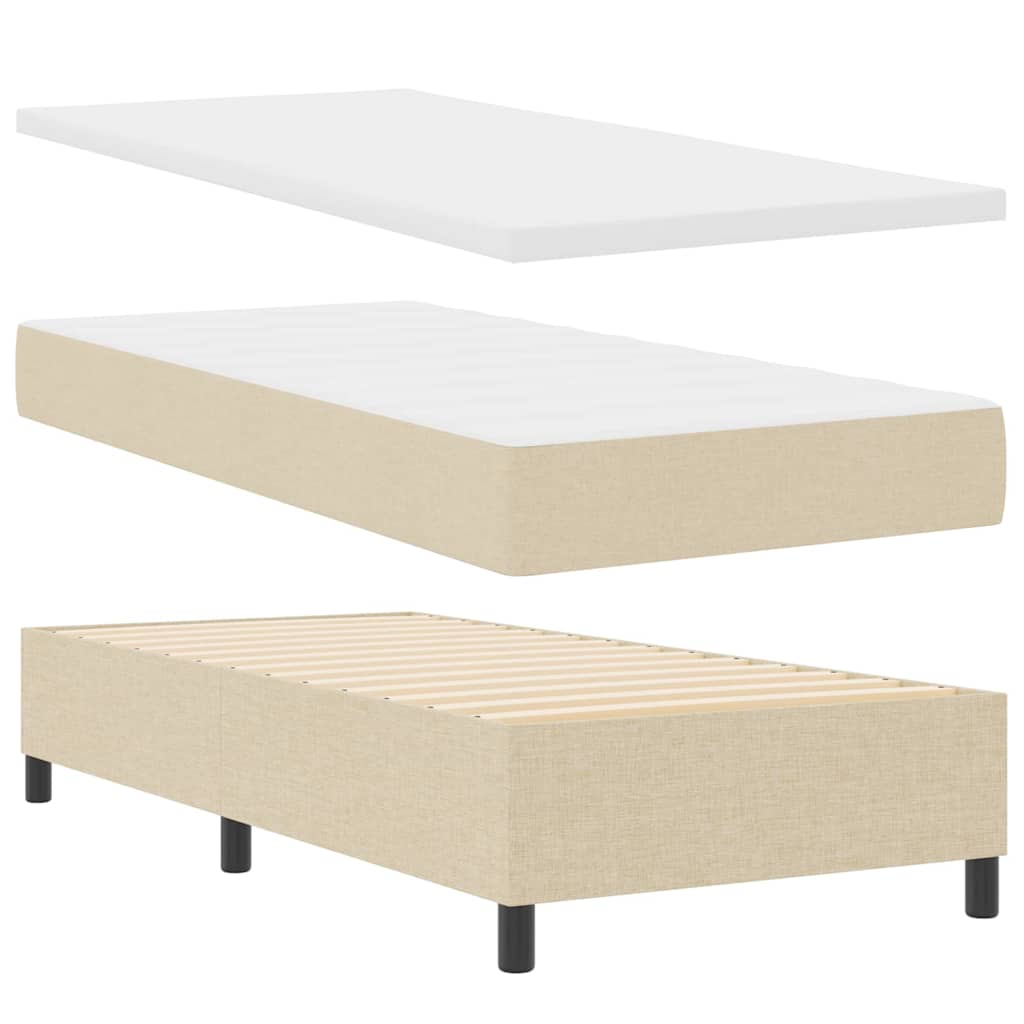 Box spring seng med pude med hovedgærde Creme 200 x 100 cm Stof