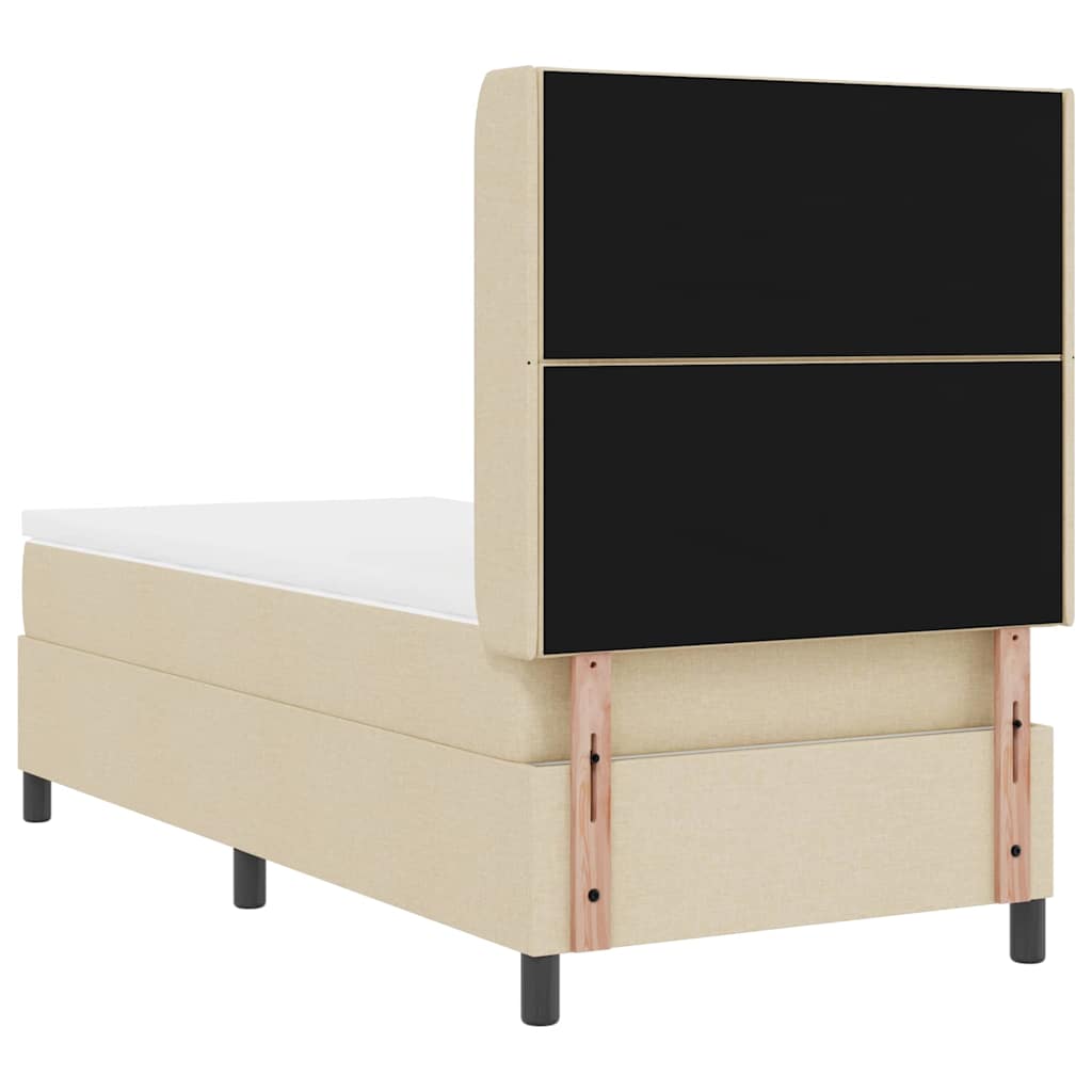 Box spring seng med pude med hovedgærde Creme 200 x 100 cm Stof
