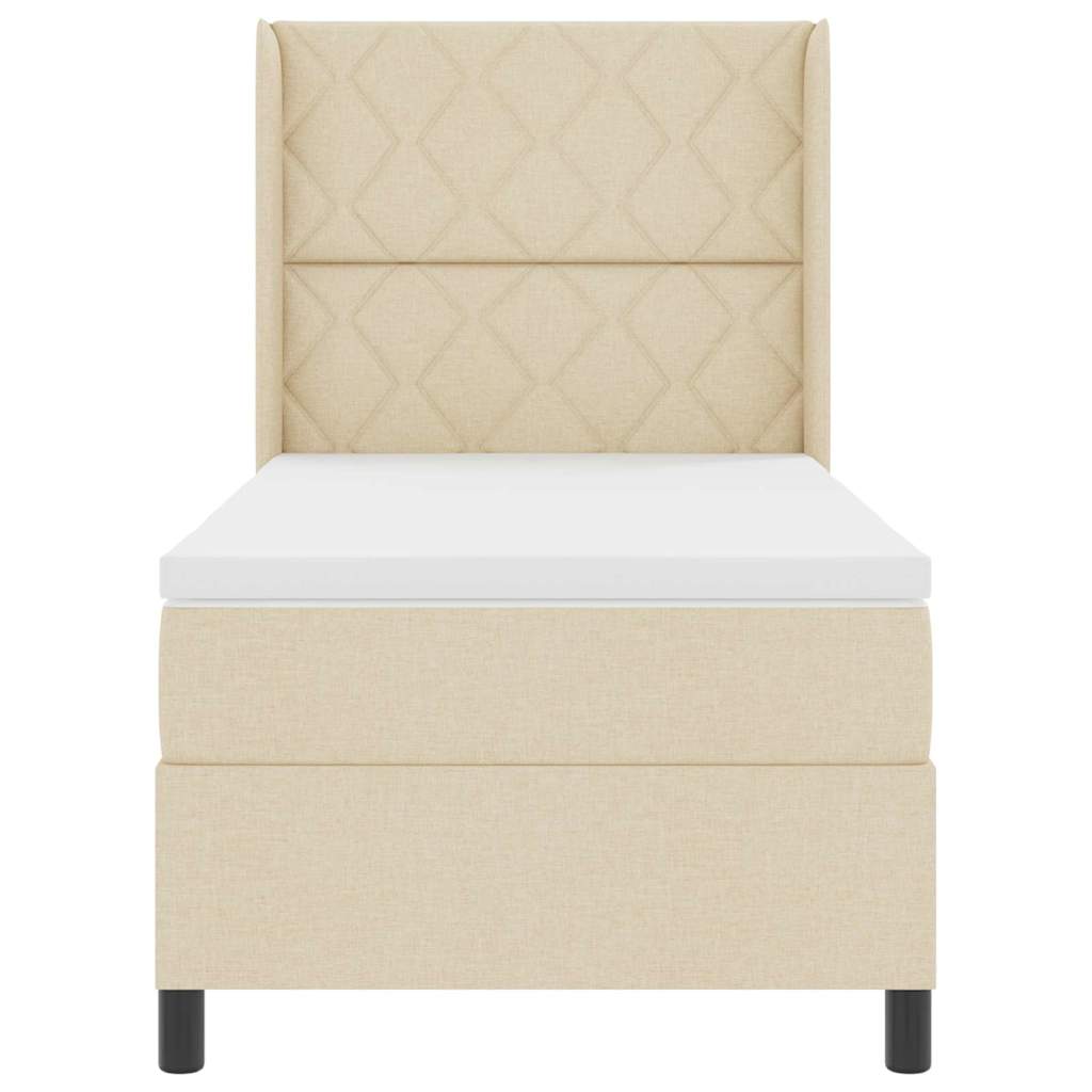 Box spring seng med pude med hovedgærde Creme 200 x 100 cm Stof