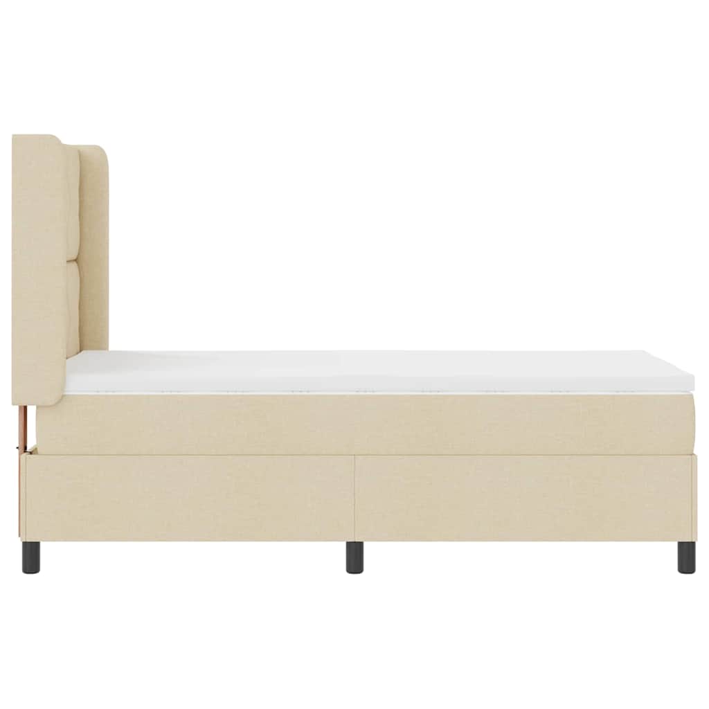 Box spring seng med pude med hovedgærde Creme 200 x 100 cm Stof