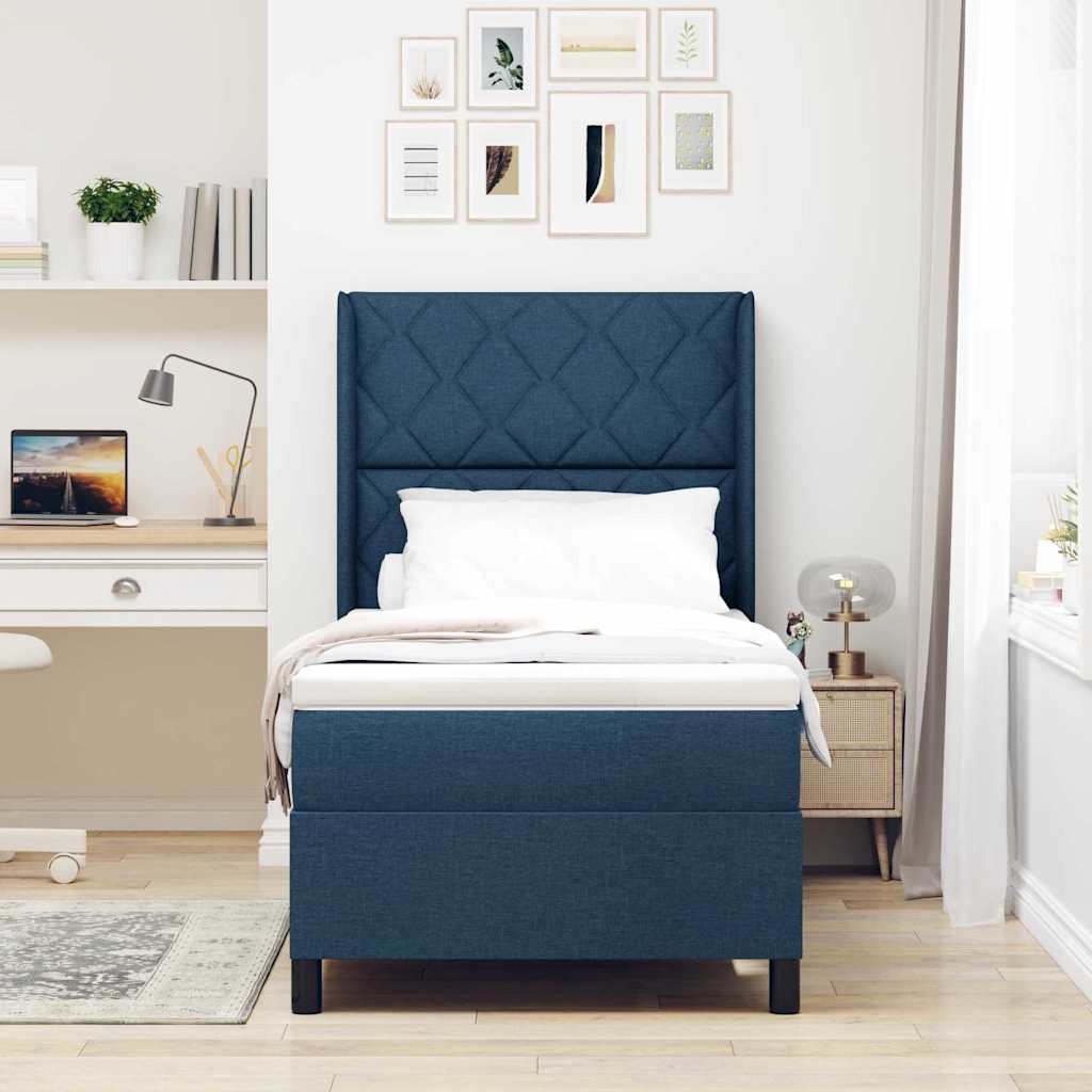 Box spring seng med hovedgærde Blå 200 x 100 cm Stof