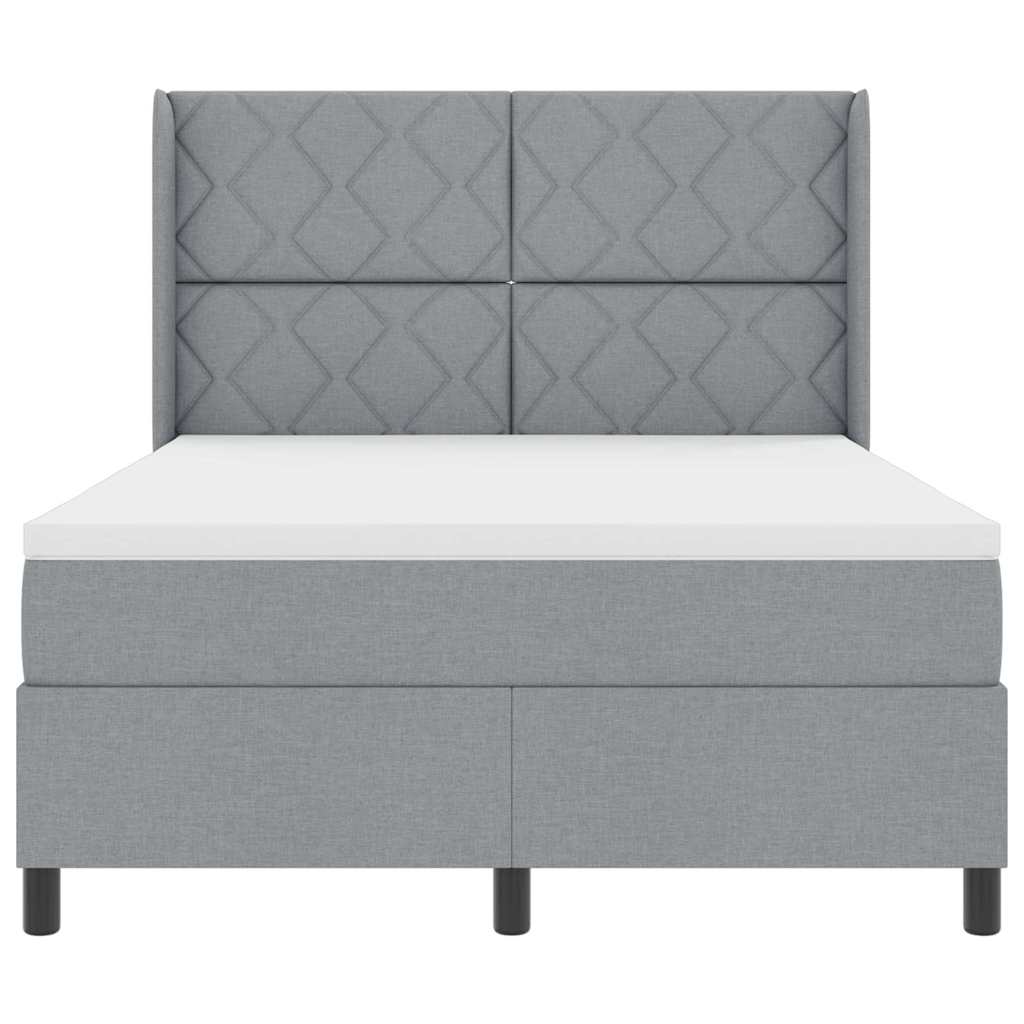 Box spring seng med pude Lysegrå 190 x 140 cm Stof