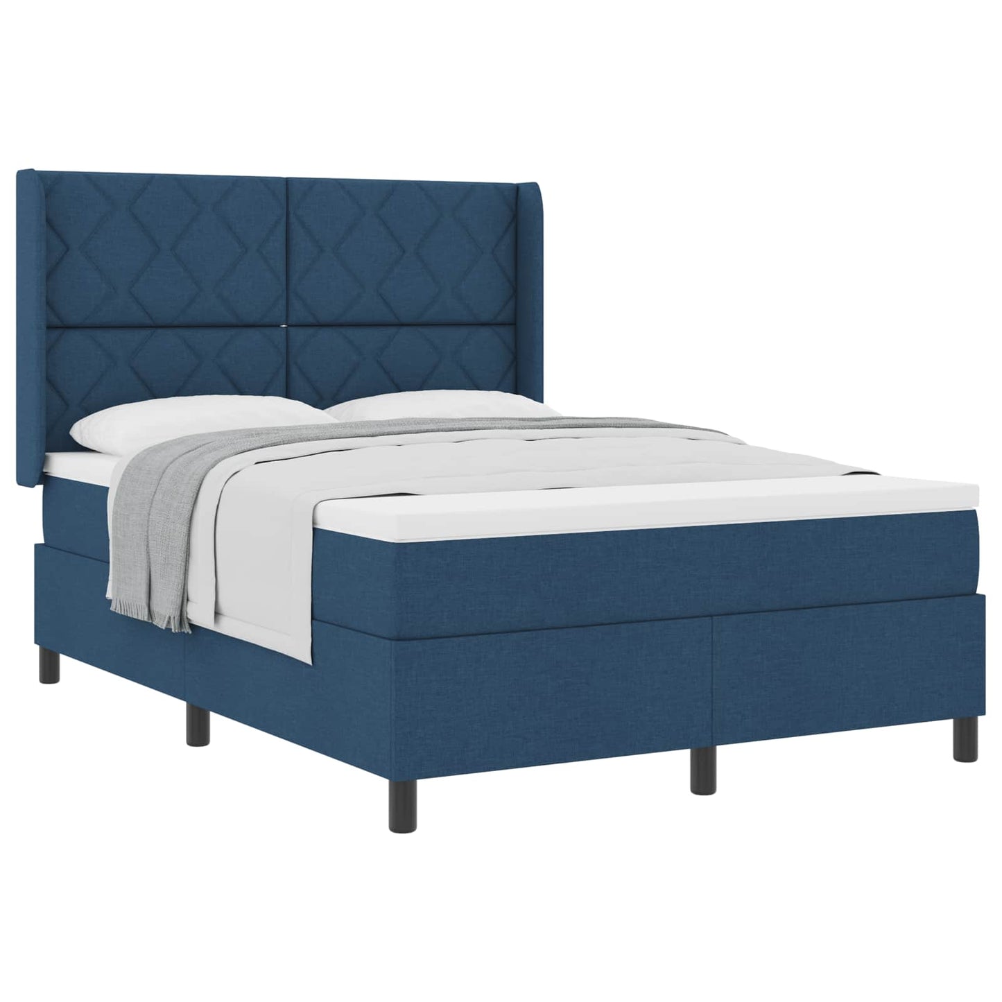 Box spring seng med pude med hovedgærde Blå 190 x 140 cm Stof