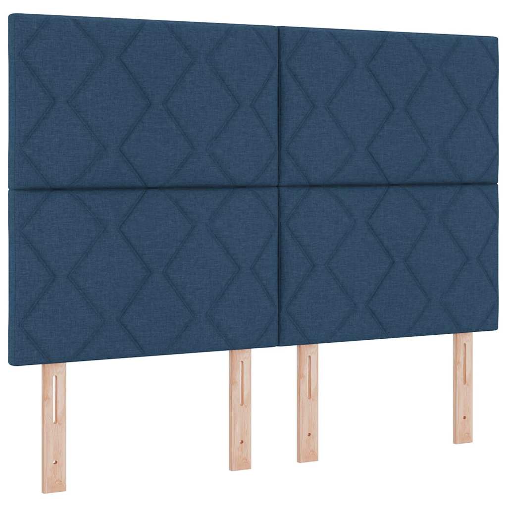 Box spring seng med pude med hovedgærde Blå 190 x 140 cm Stof