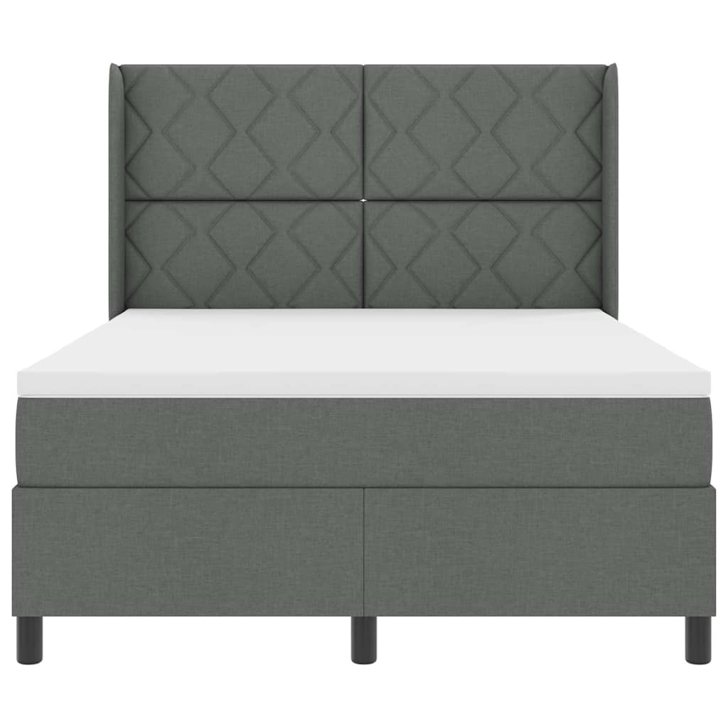 Box spring seng med pude Mørkegrå 200 x 140 cm Stof