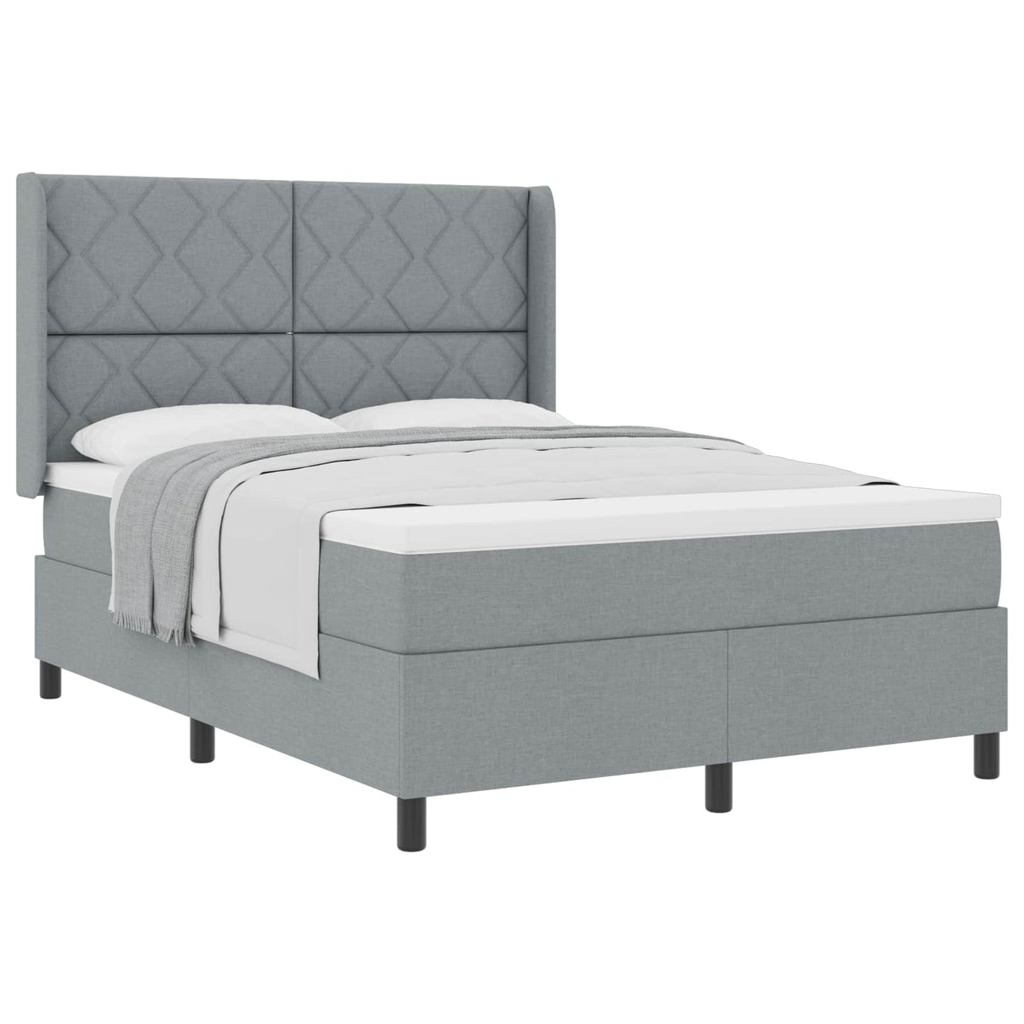Box spring seng med pude Lysegrå 200 x 160 cm Stof