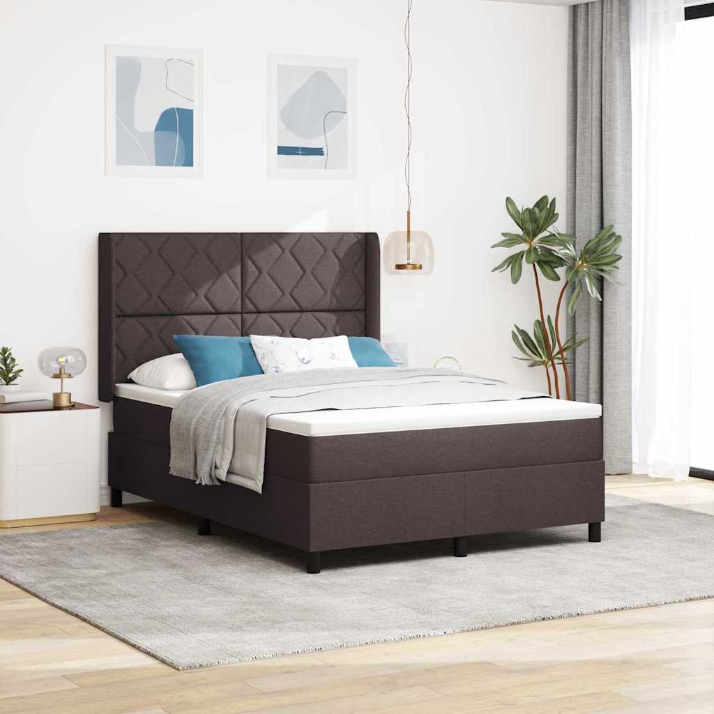 Box spring seng med pude Mørk Brun 200 x 160 cm Stof