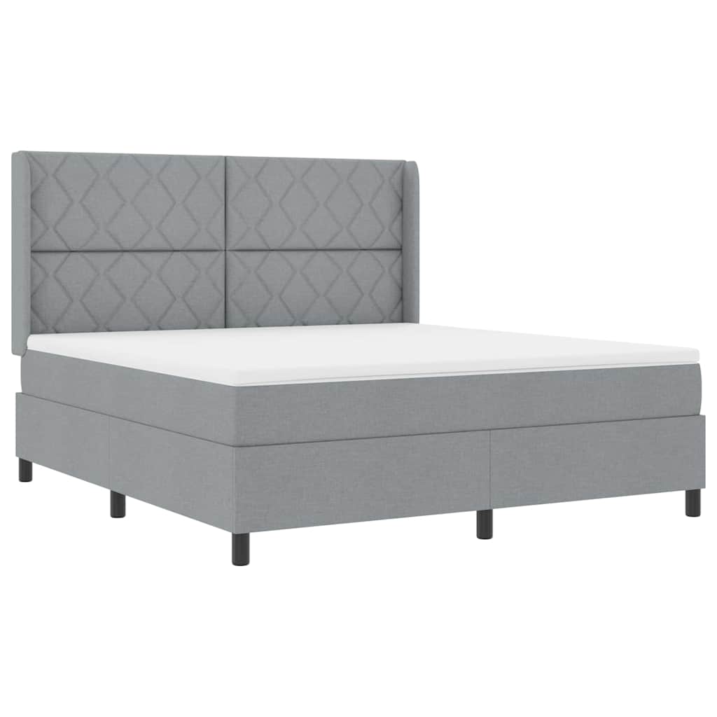 Box spring seng med pude Lysegrå 200 x 180 cm Stof