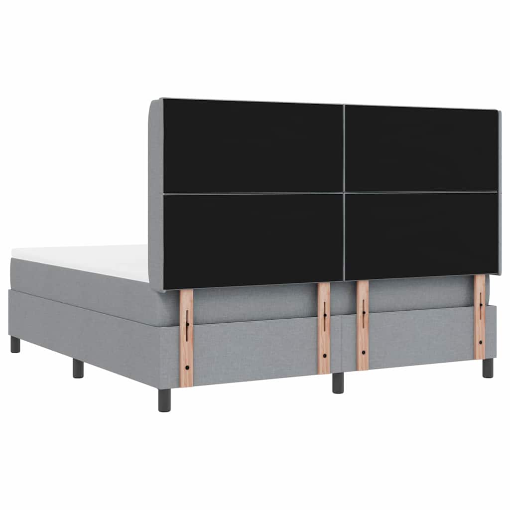 Box spring seng med pude Lysegrå 200 x 180 cm Stof
