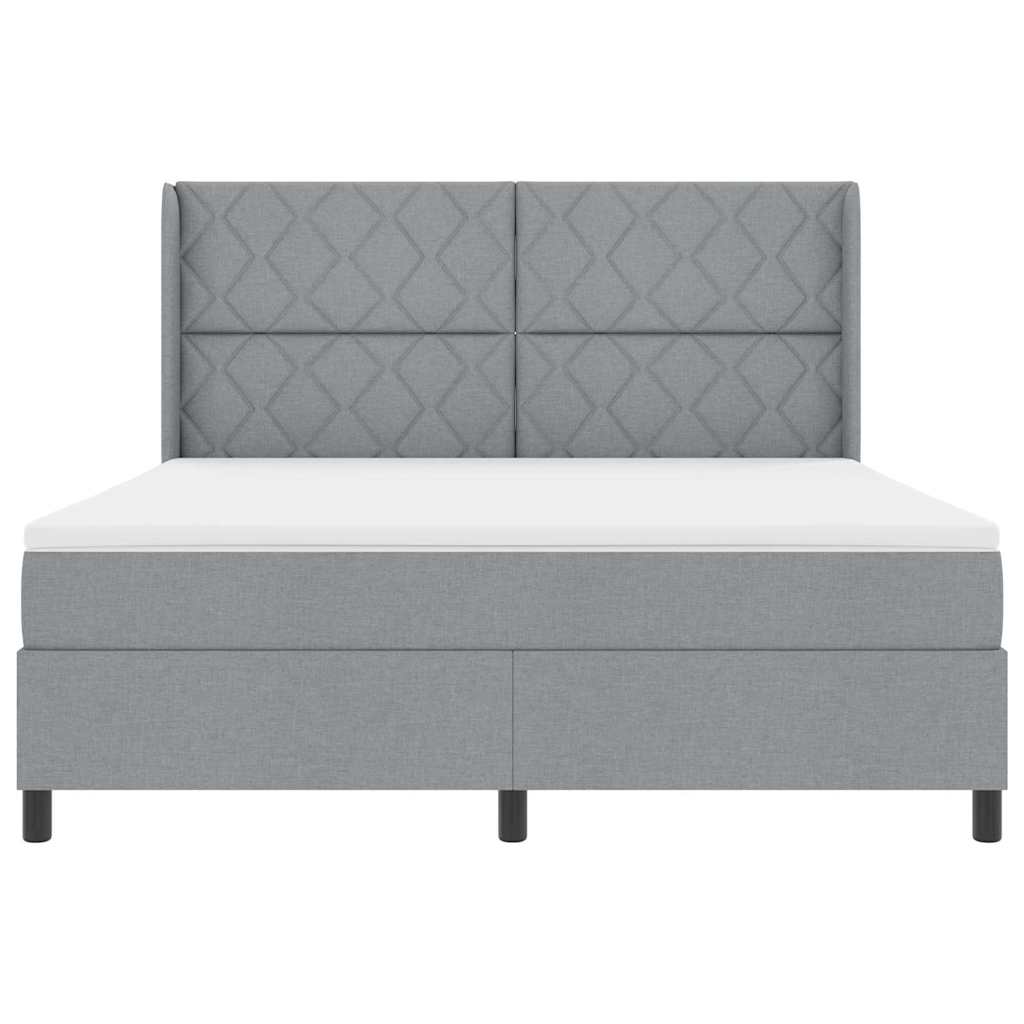 Box spring seng med pude Lysegrå 200 x 180 cm Stof