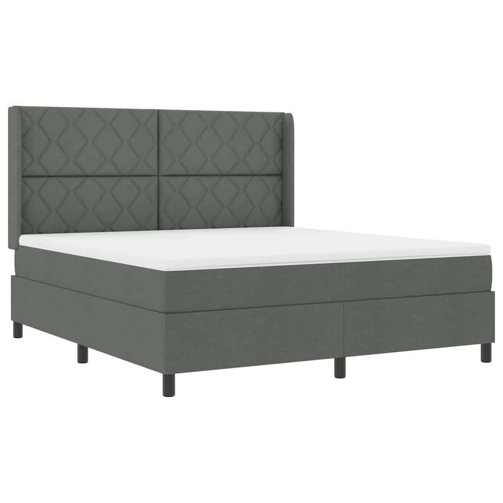 Box spring seng med pude Mørkegrå 200 x 180 cm Stof