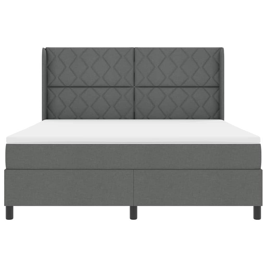 Box spring seng med pude Mørkegrå 200 x 180 cm Stof
