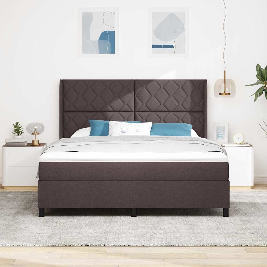 Box spring seng med pude Mørk Brun 200 x 180 cm Stof