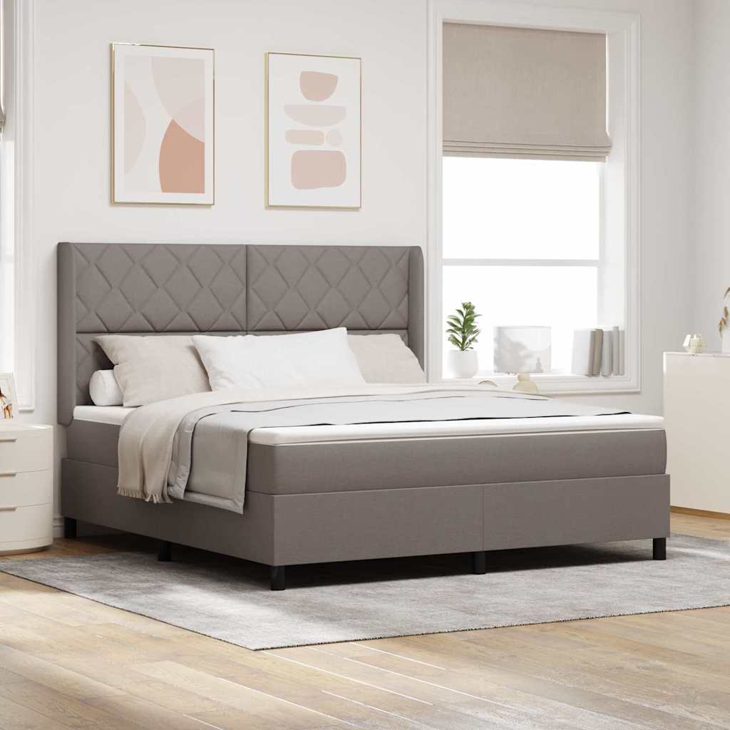 Box spring seng med pude Gråbrun 200 x 180 cm Stof