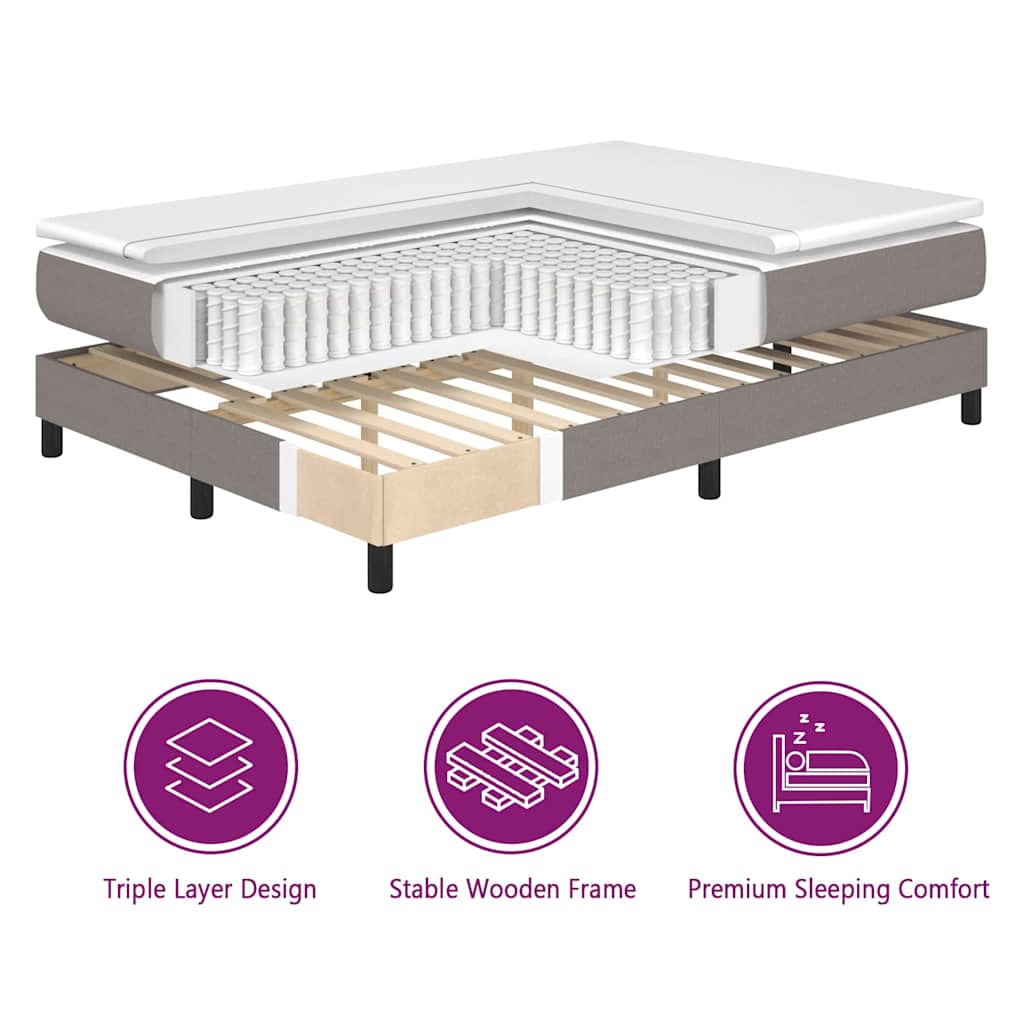 Box spring seng med pude Gråbrun 200 x 180 cm Stof
