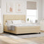 Box spring seng med pude med hovedgærde Creme 200 x 180 cm Stof