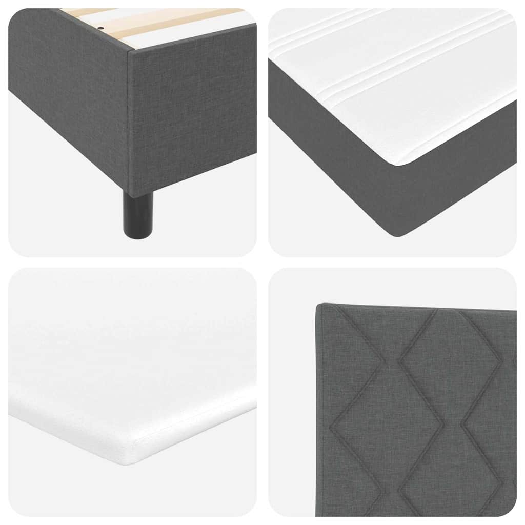 Box spring seng med pude Mørkegrå 200 x 200 cm Stof