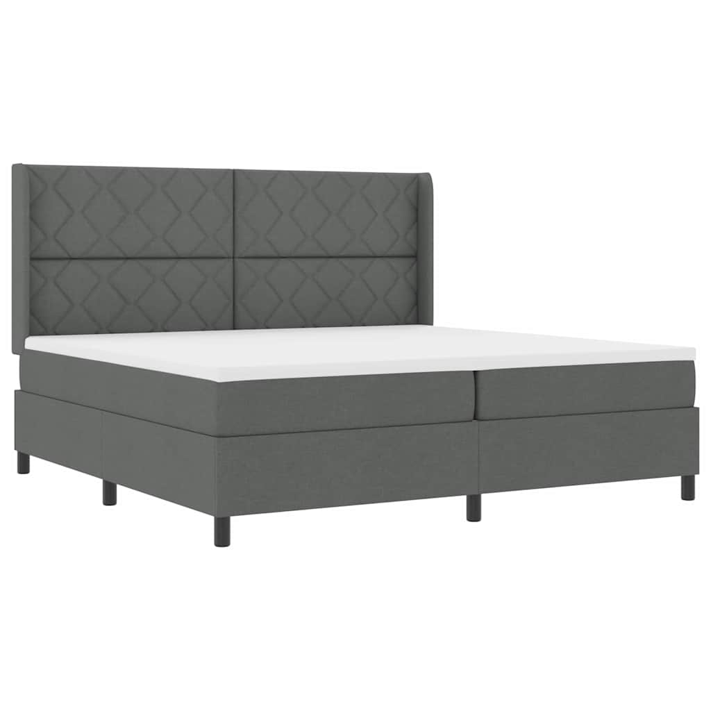 Box spring seng med pude Mørkegrå 200 x 200 cm Stof