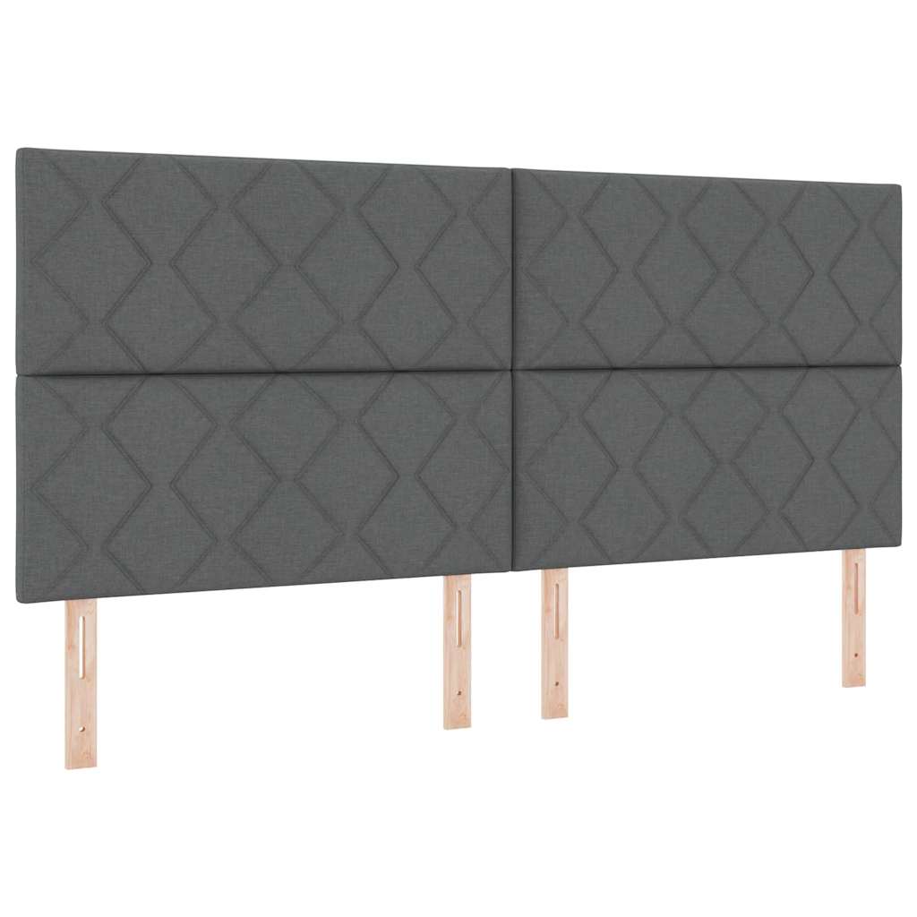 Box spring seng med pude Mørkegrå 200 x 200 cm Stof