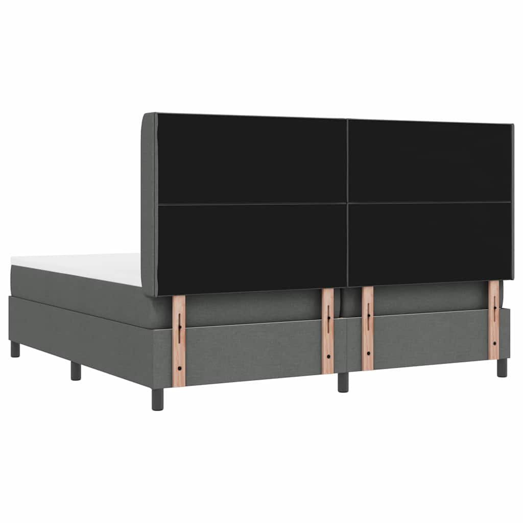Box spring seng med pude Mørkegrå 200 x 200 cm Stof