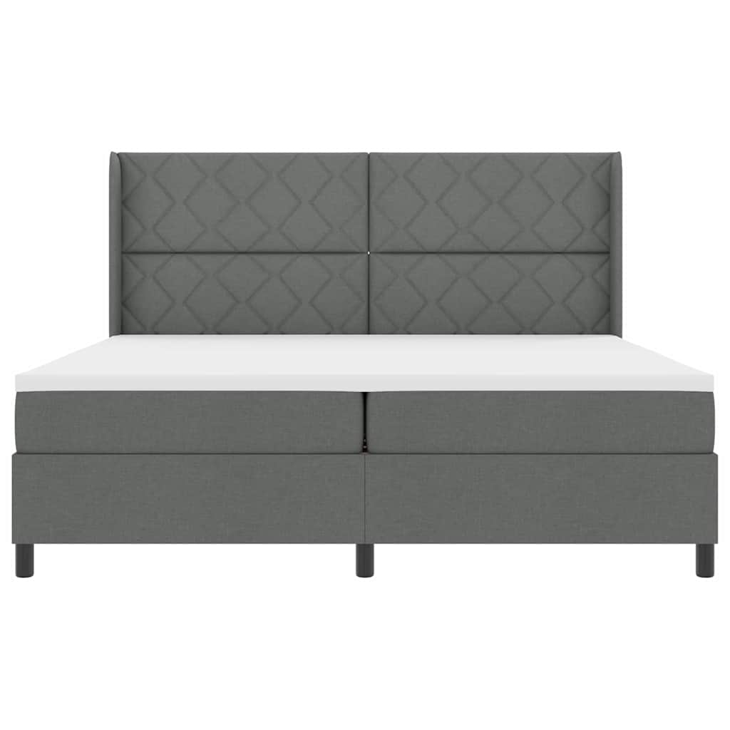 Box spring seng med pude Mørkegrå 200 x 200 cm Stof