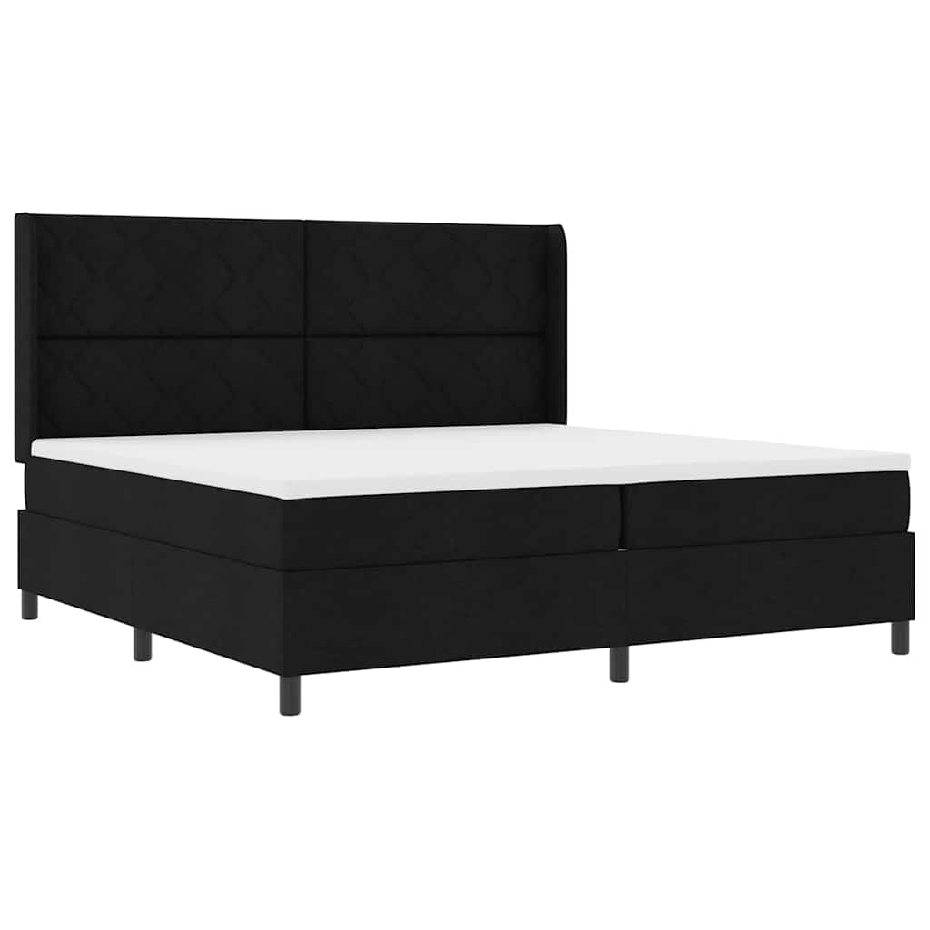 Box spring seng med pude med hovedgærde Sort 200 x 200 cm Stof
