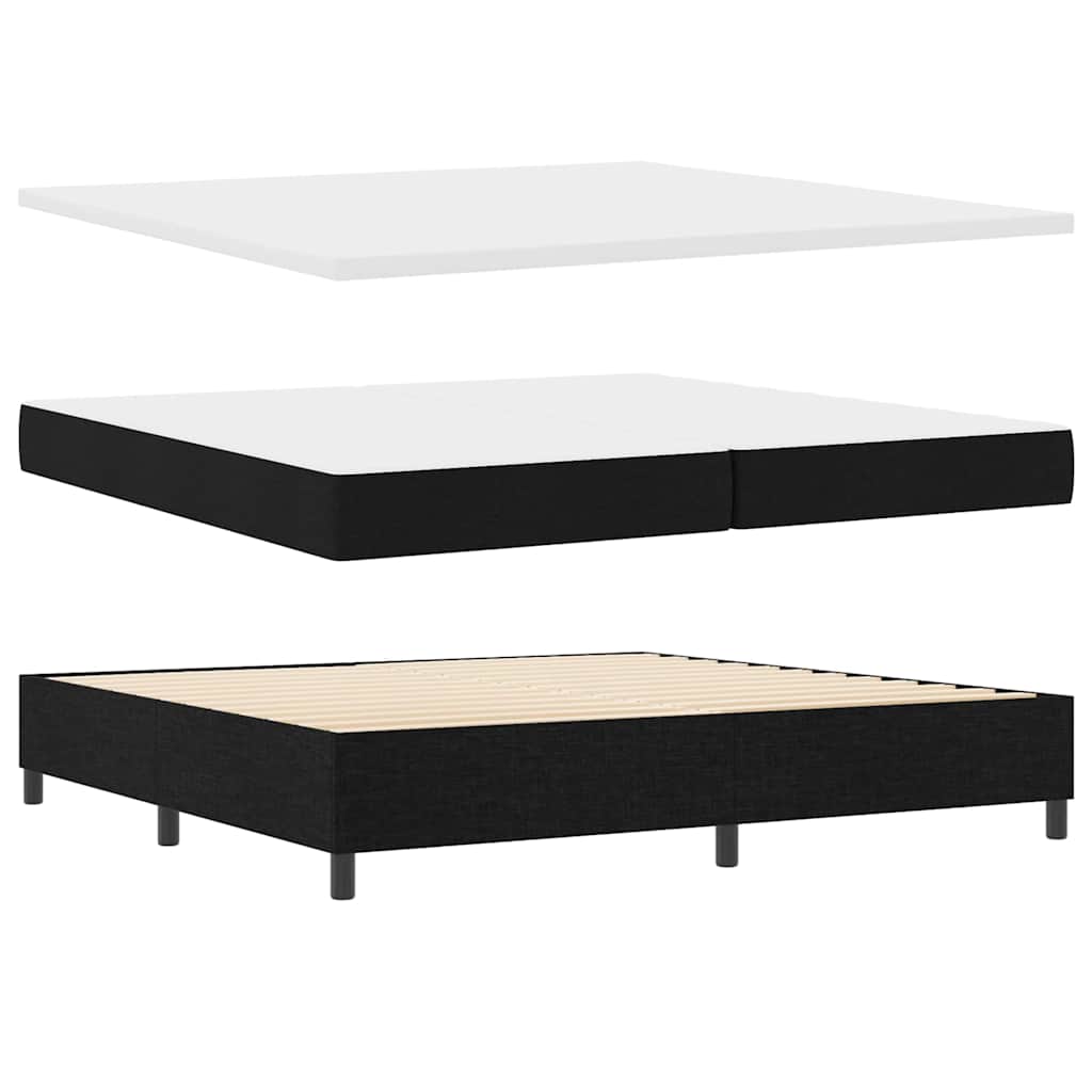 Box spring seng med pude med hovedgærde Sort 200 x 200 cm Stof