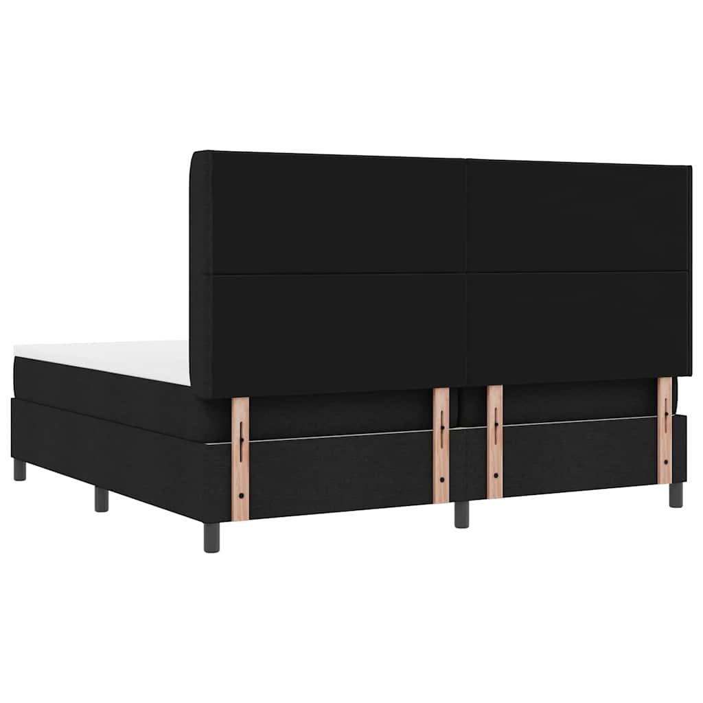 Box spring seng med pude med hovedgærde Sort 200 x 200 cm Stof