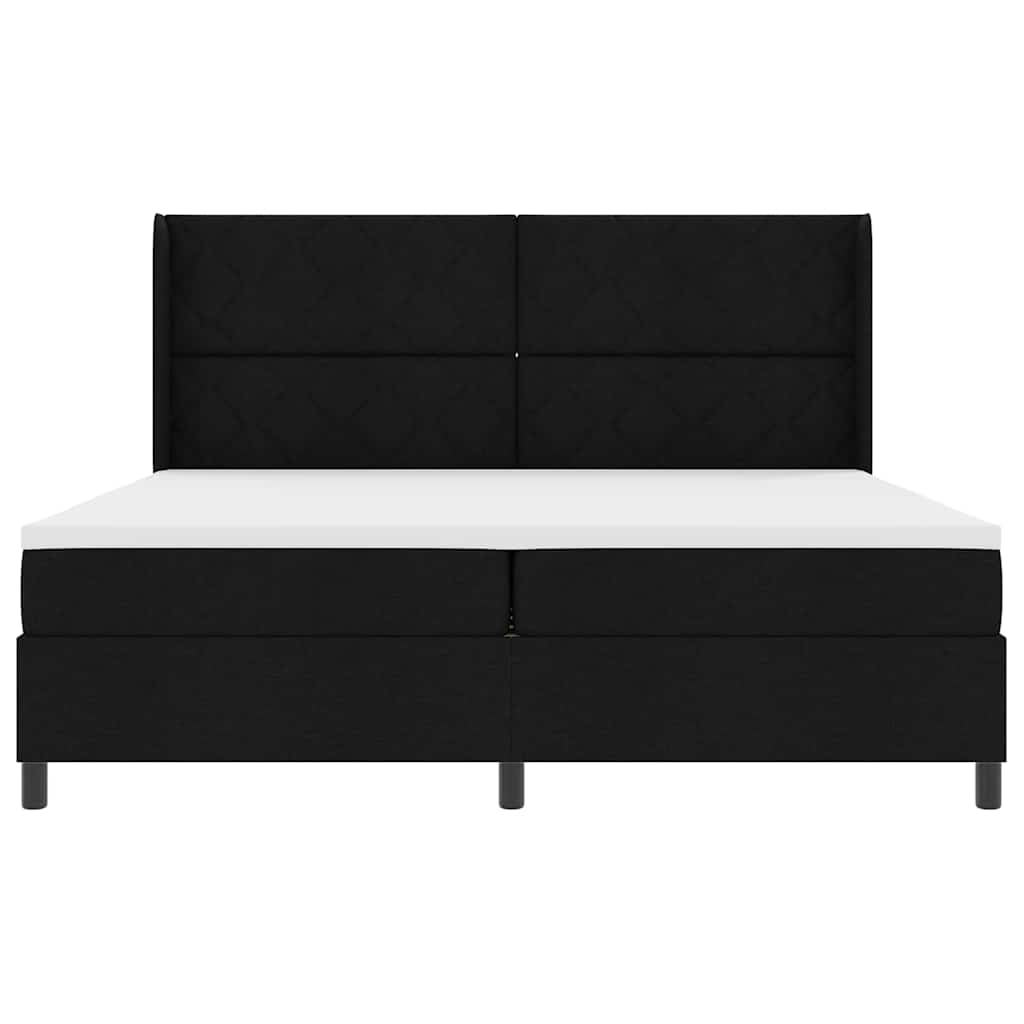 Box spring seng med pude med hovedgærde Sort 200 x 200 cm Stof
