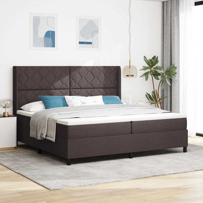Box spring seng med pude Mørk Brun 200 x 200 cm Stof