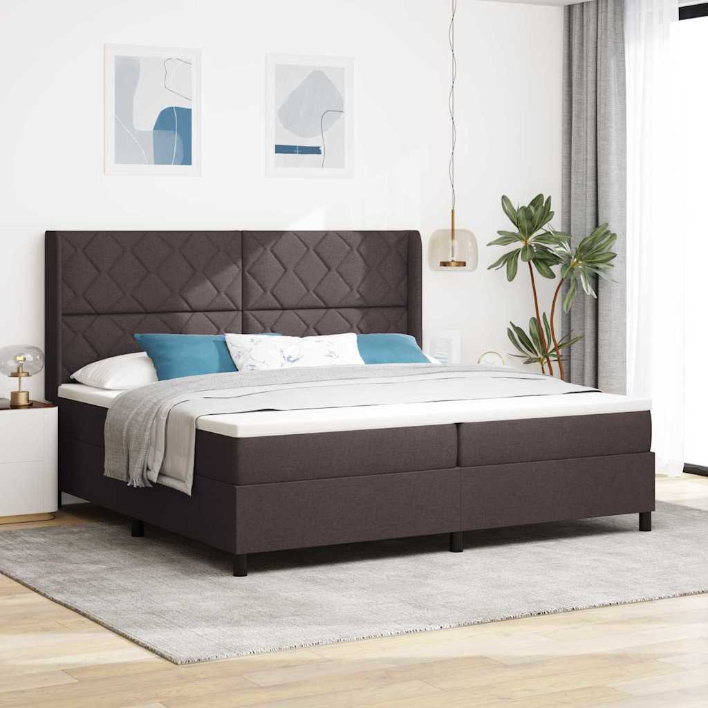 Box spring seng med pude Mørk Brun 200 x 200 cm Stof