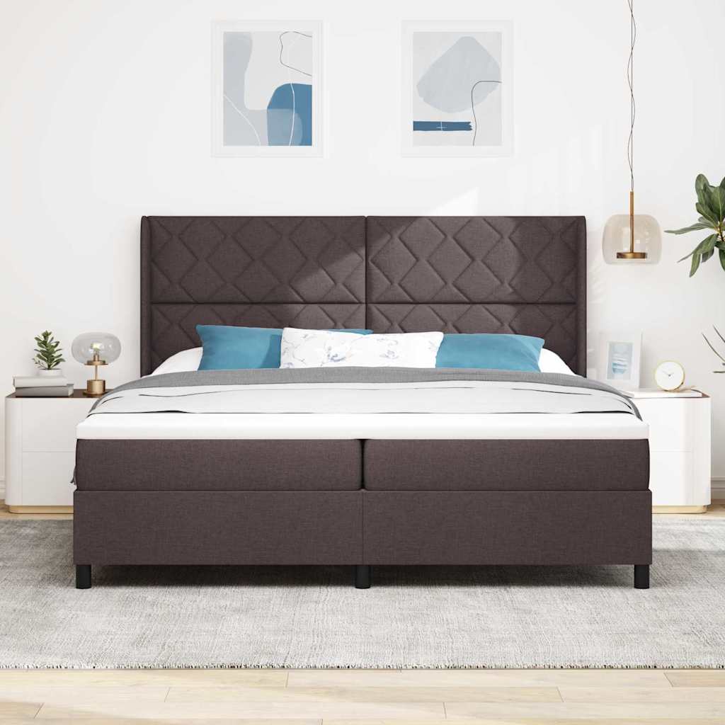Box spring seng med pude Mørk Brun 200 x 200 cm Stof
