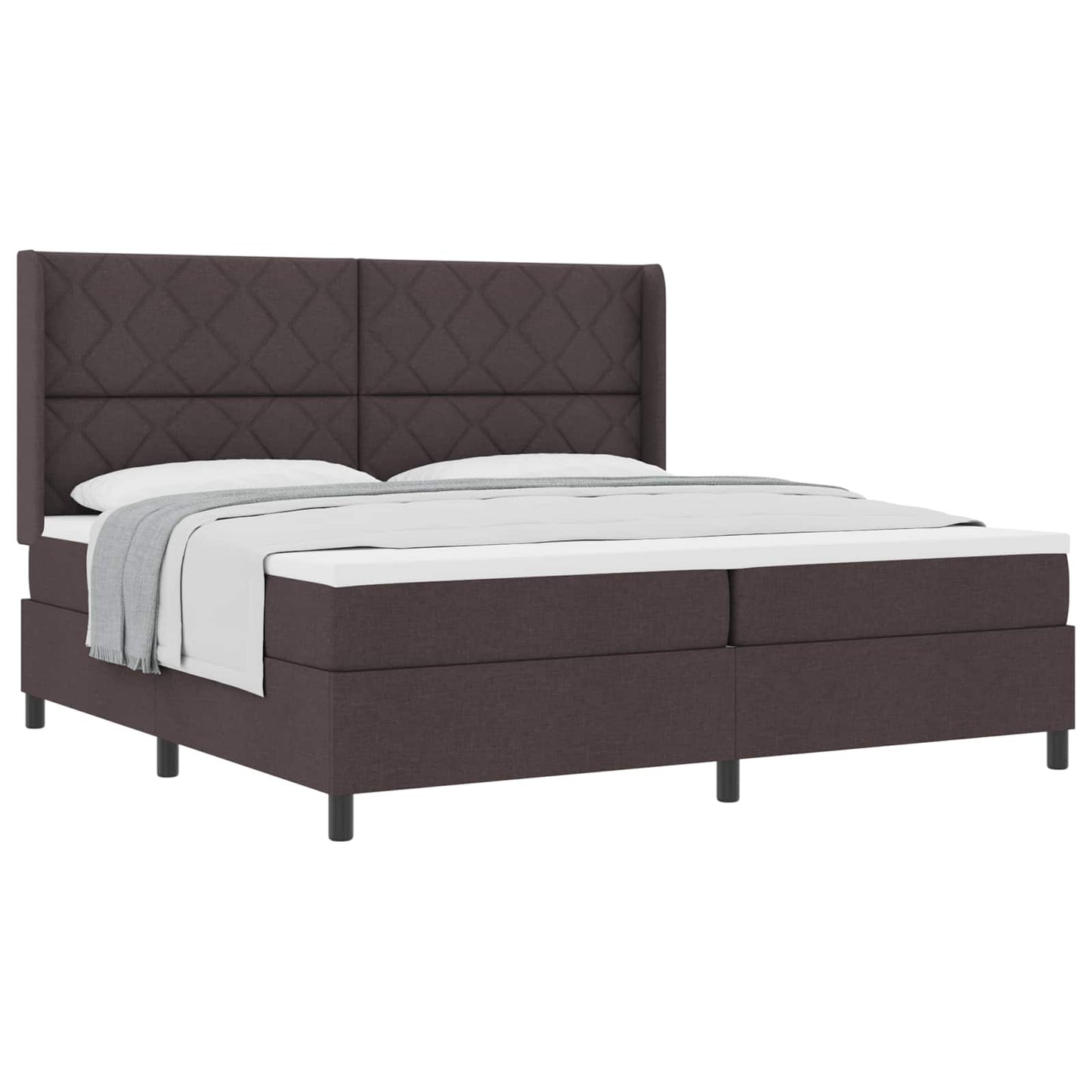 Box spring seng med pude Mørk Brun 200 x 200 cm Stof