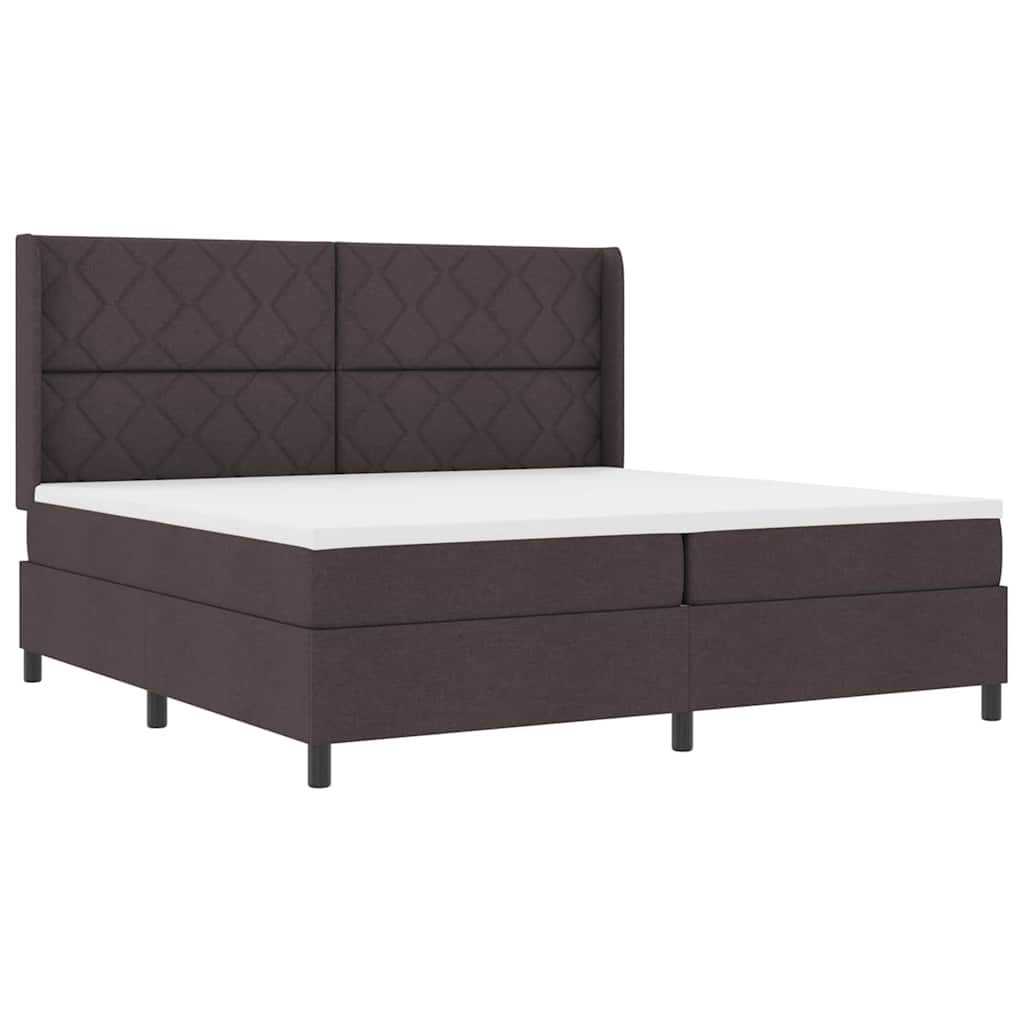 Box spring seng med pude Mørk Brun 200 x 200 cm Stof