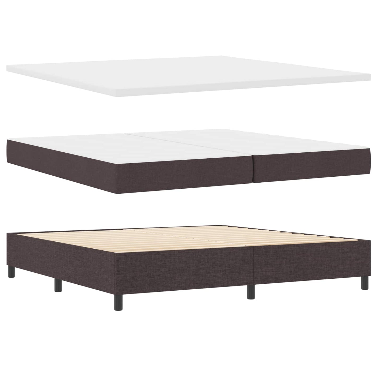 Box spring seng med pude Mørk Brun 200 x 200 cm Stof