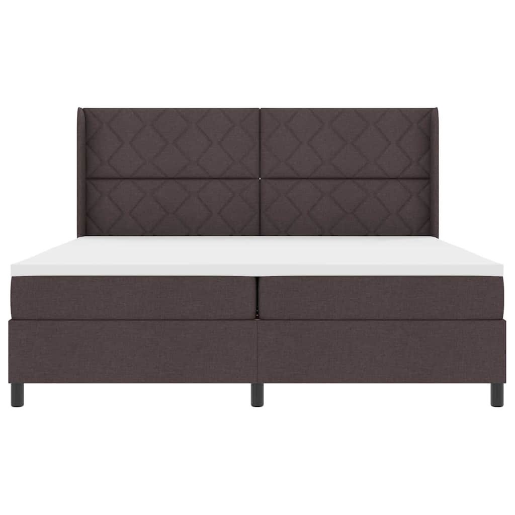 Box spring seng med pude Mørk Brun 200 x 200 cm Stof