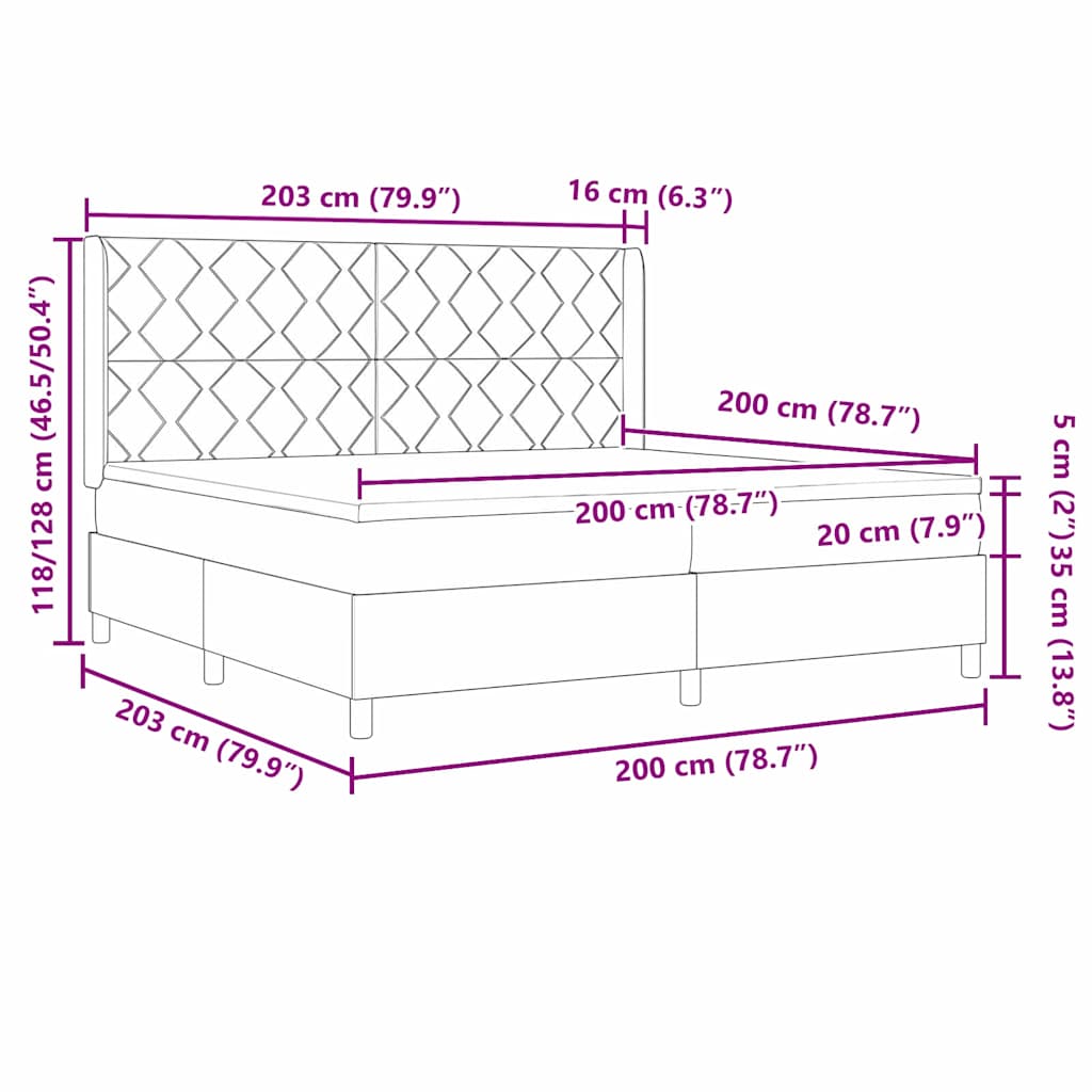 Box spring seng med pude Mørk Brun 200 x 200 cm Stof