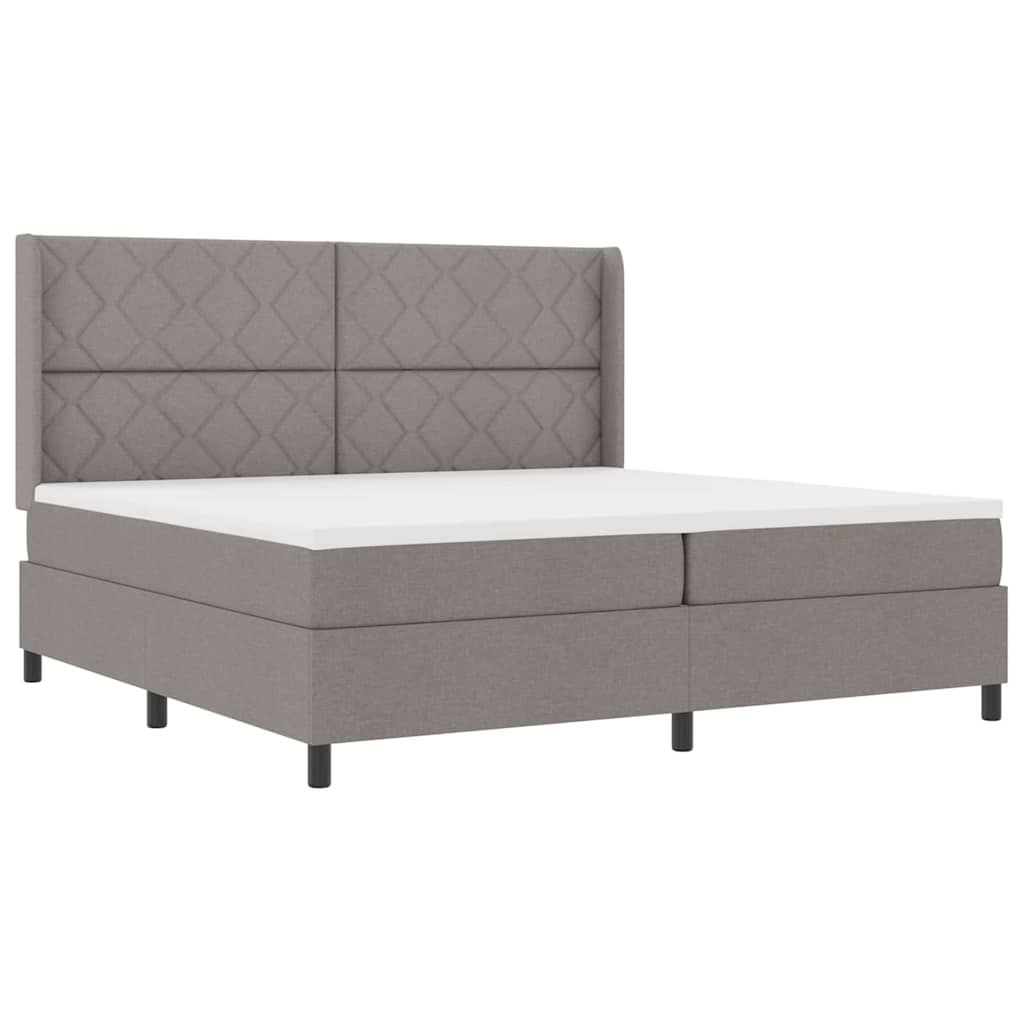 Box spring seng med pude Gråbrun 200 x 200 cm Stof