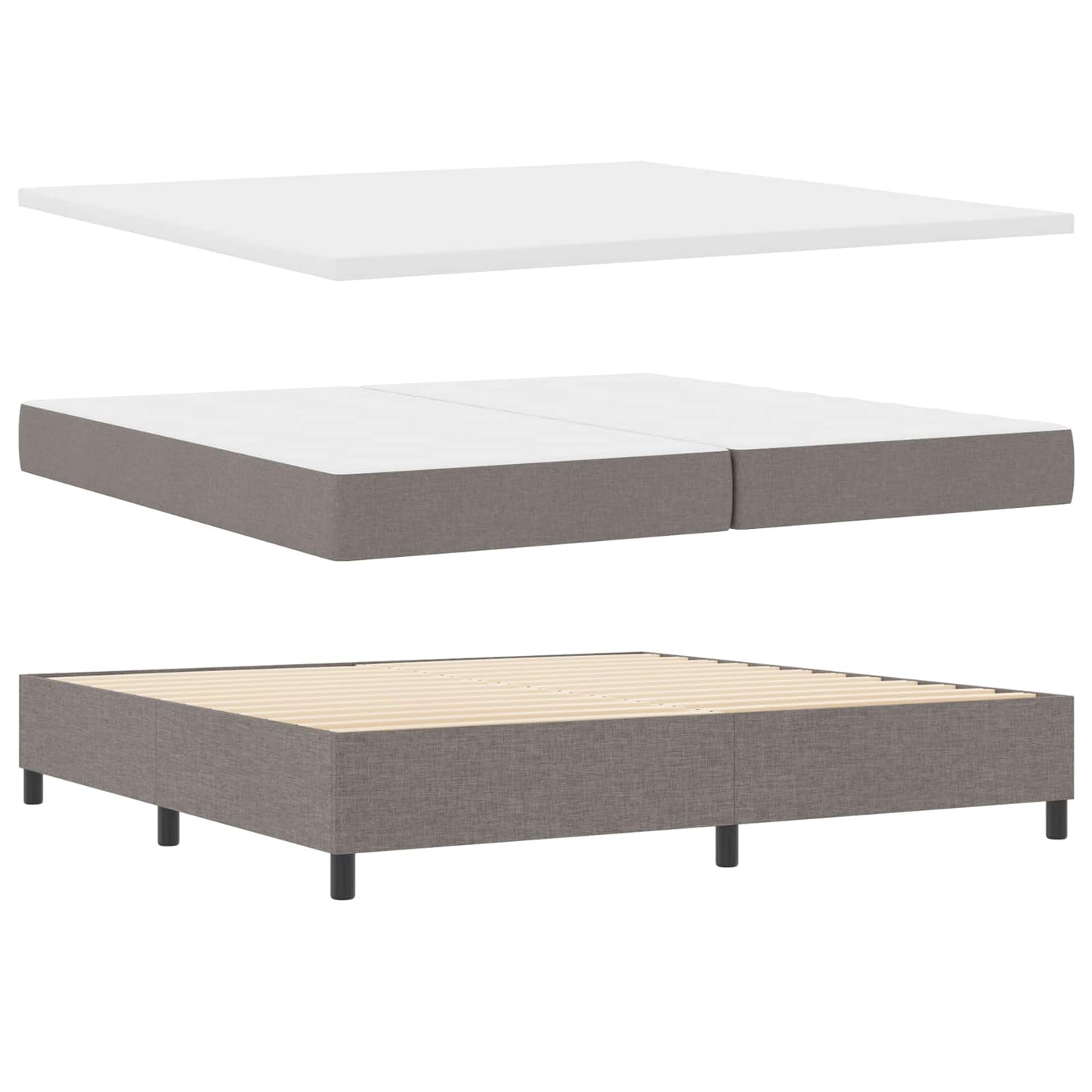 Box spring seng med pude Gråbrun 200 x 200 cm Stof