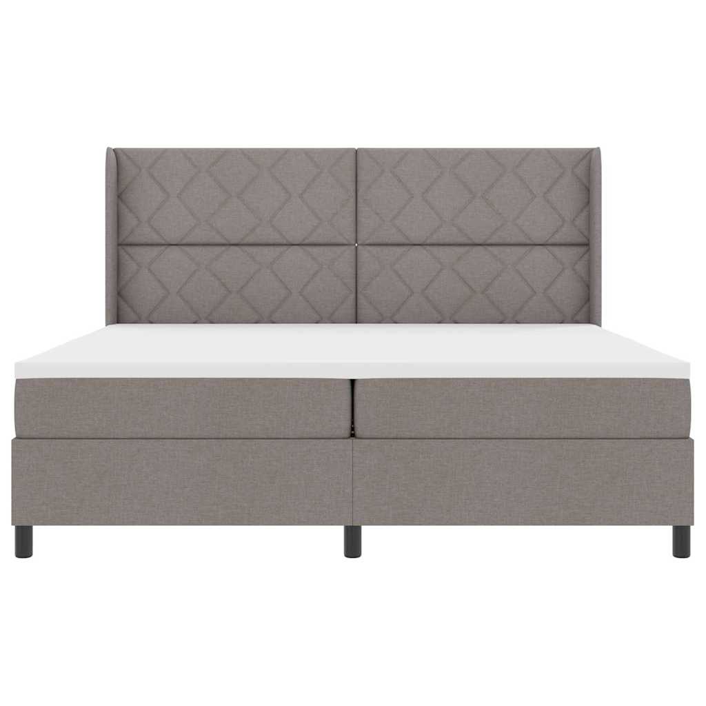 Box spring seng med pude Gråbrun 200 x 200 cm Stof